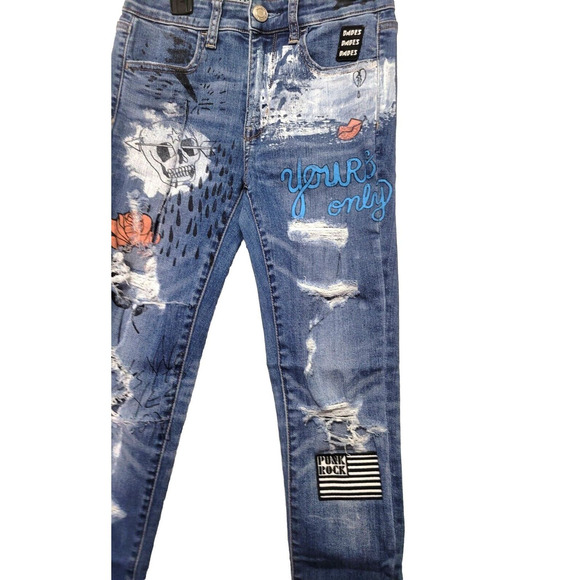 American Eagle Super Stretch Hi Rise Jegging Womens Size 2 Graffiti Destroyed - Picture 8 of 16